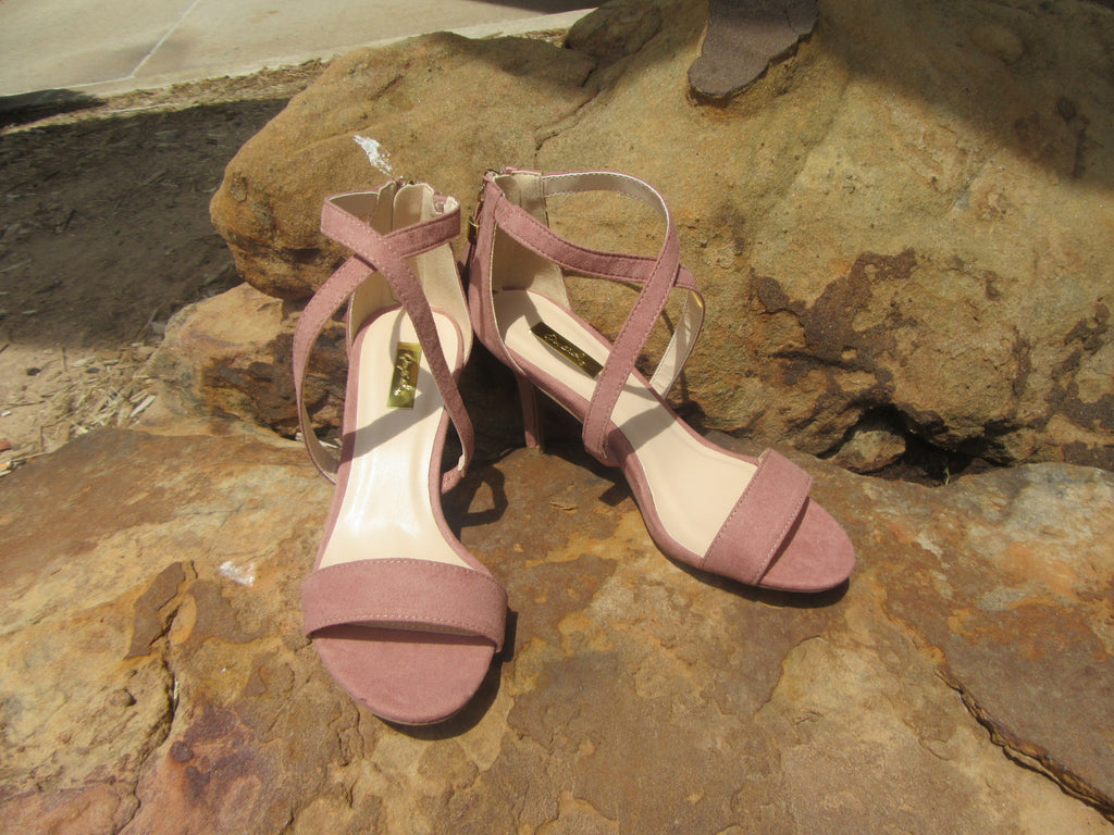 Mauve NOCTIS Crossover Strap KittenHeel Sandal Shoe