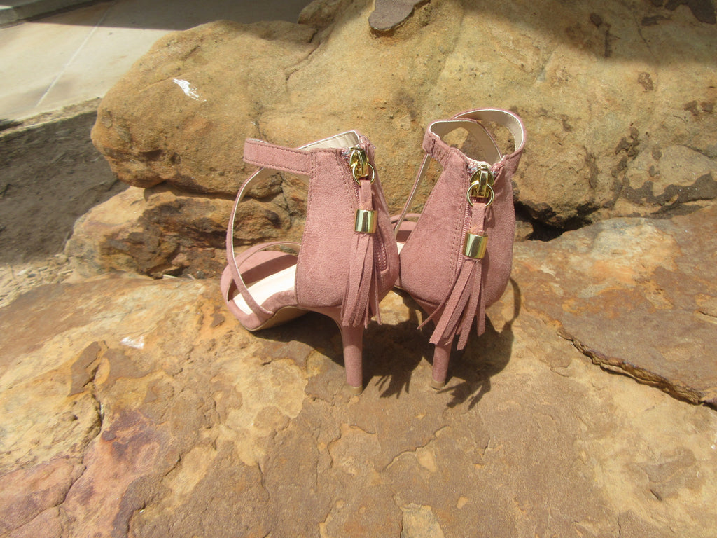 Mauve NOCTIS Crossover Strap KittenHeel Sandal Shoe