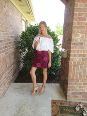 LENOX Embroidered Floral Pencil Skirt