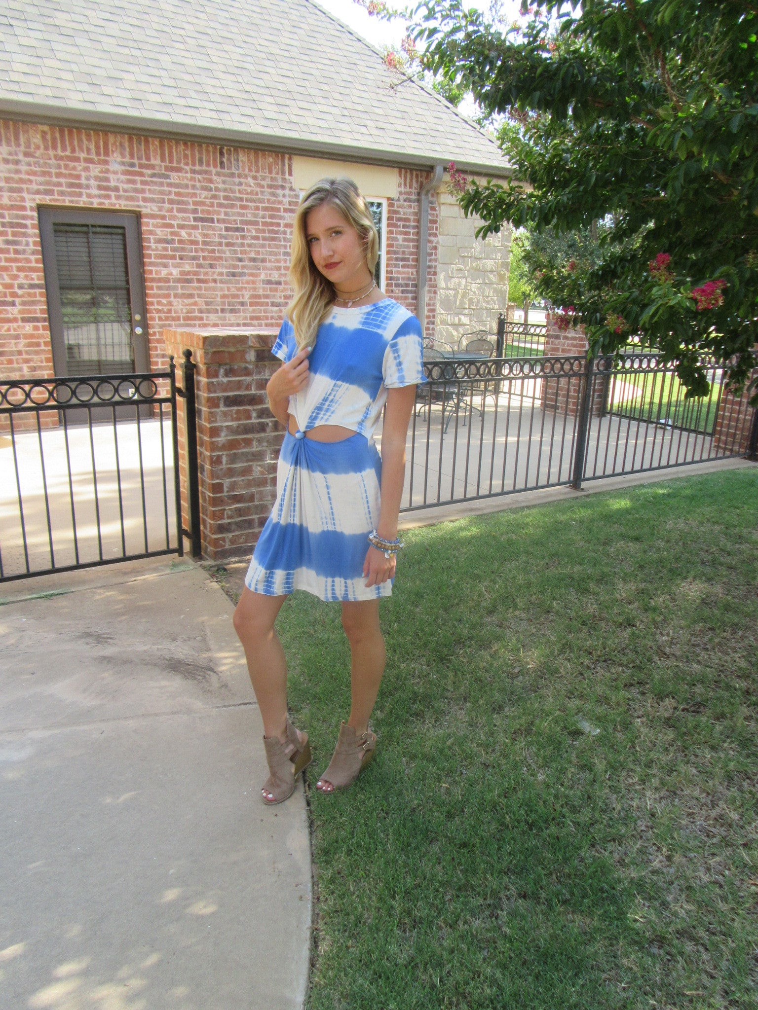 KNOTTED UP DipDye Jersey Cutout Knot Dress