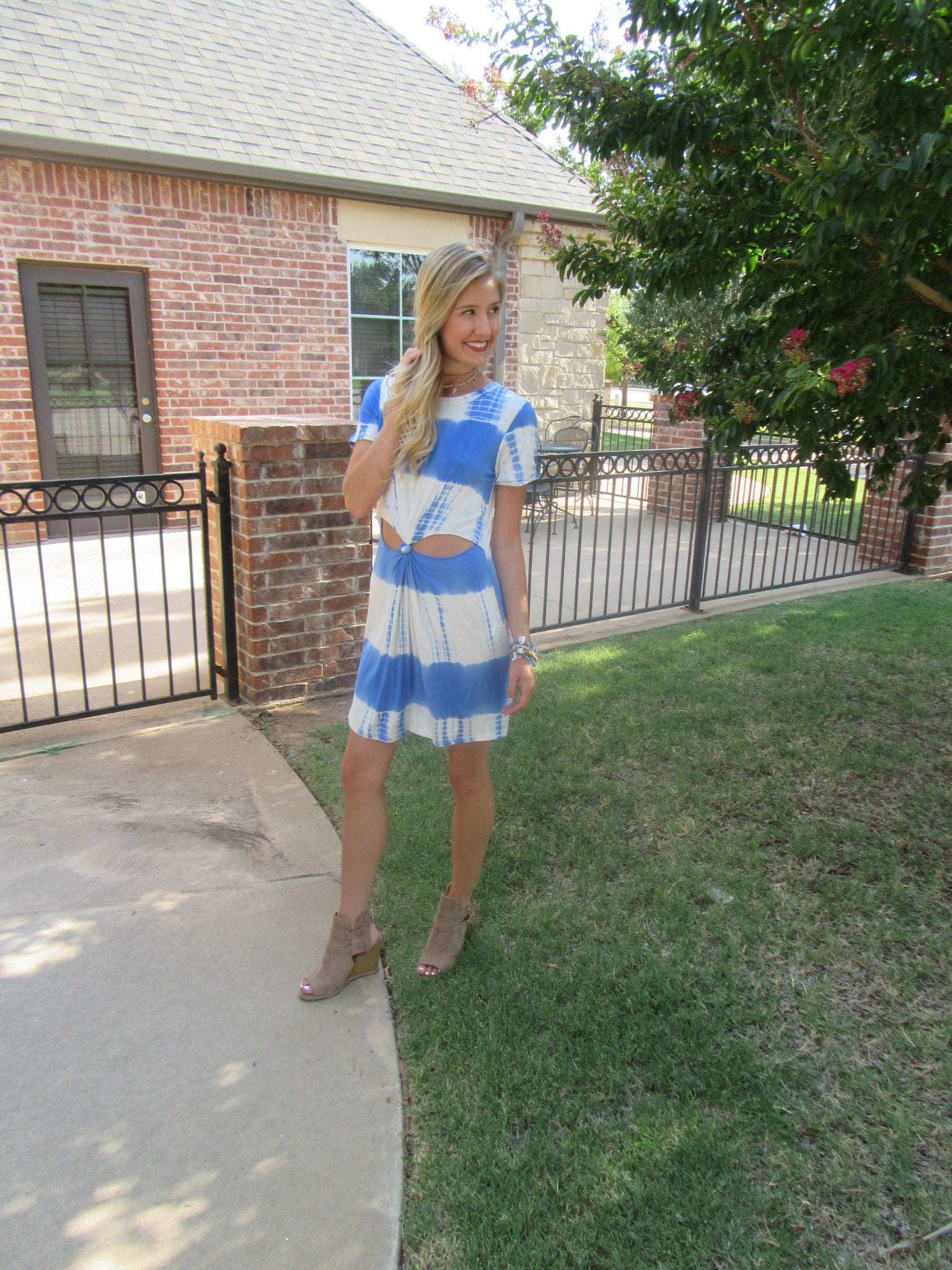 KNOTTED UP DipDye Jersey Cutout Knot Dress