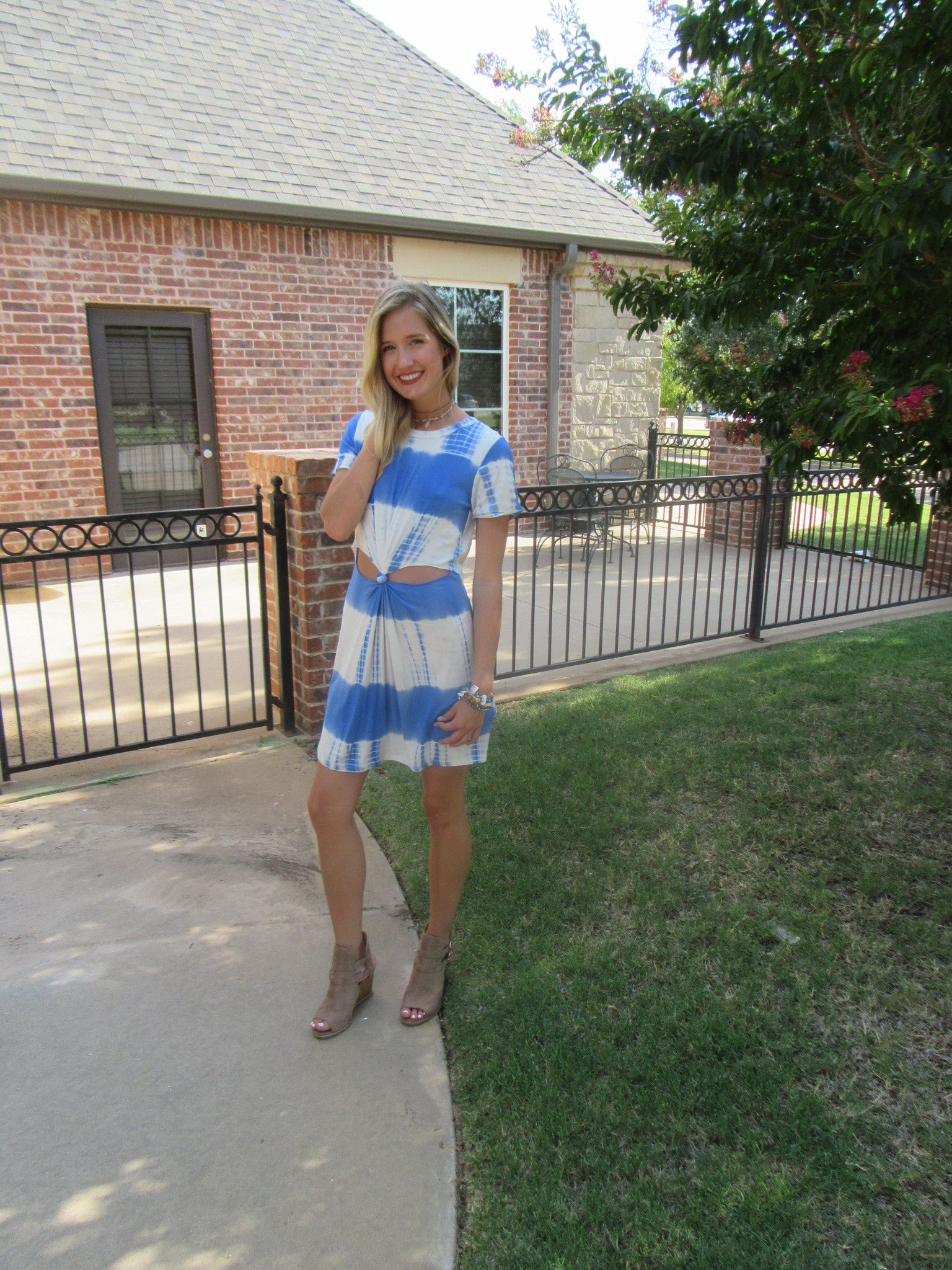 KNOTTED UP DipDye Jersey Cutout Knot Dress