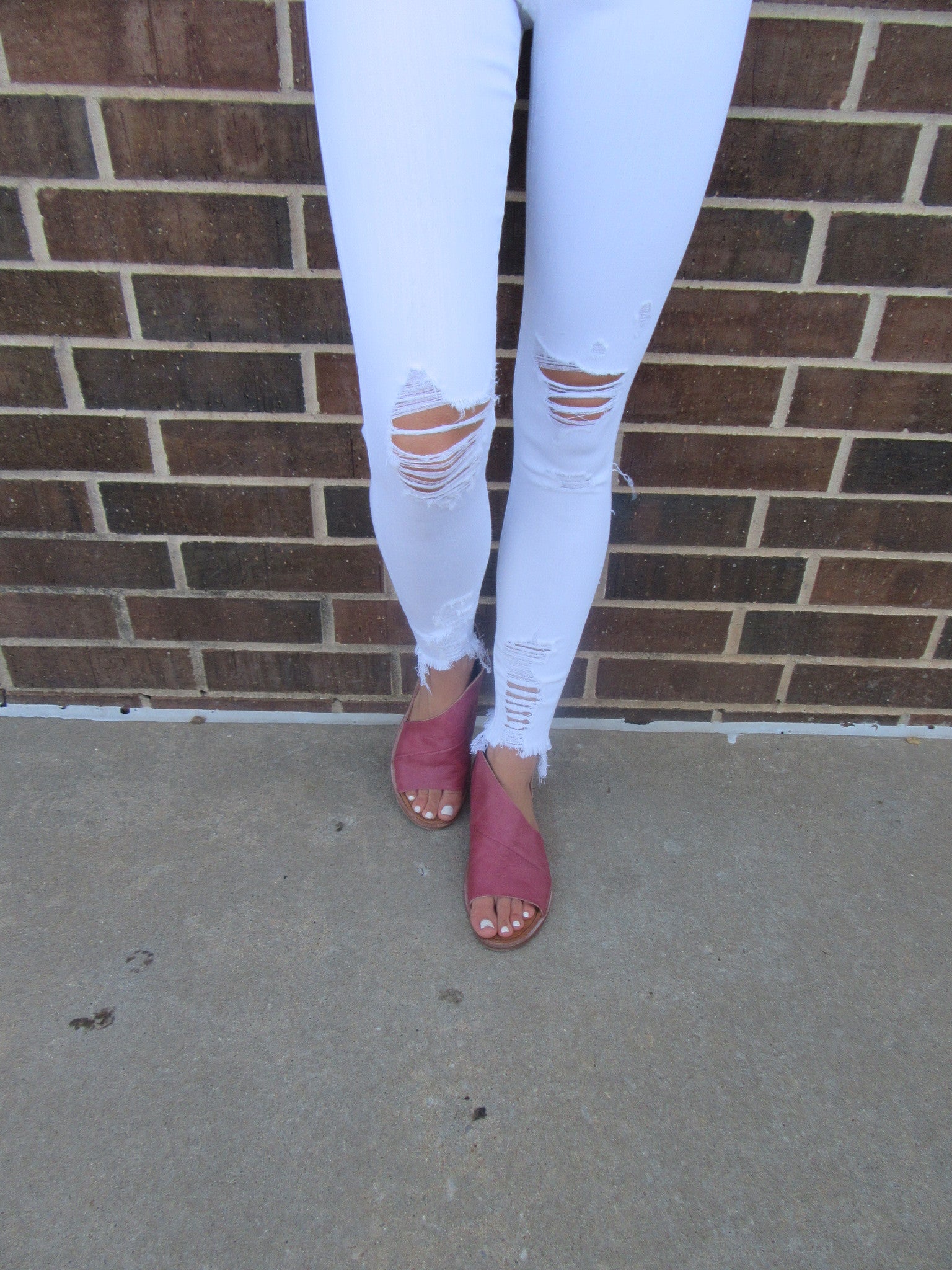 FLYING MONKEY HiRise OPTIC WHITE Distressed Ankle Skinny Jean