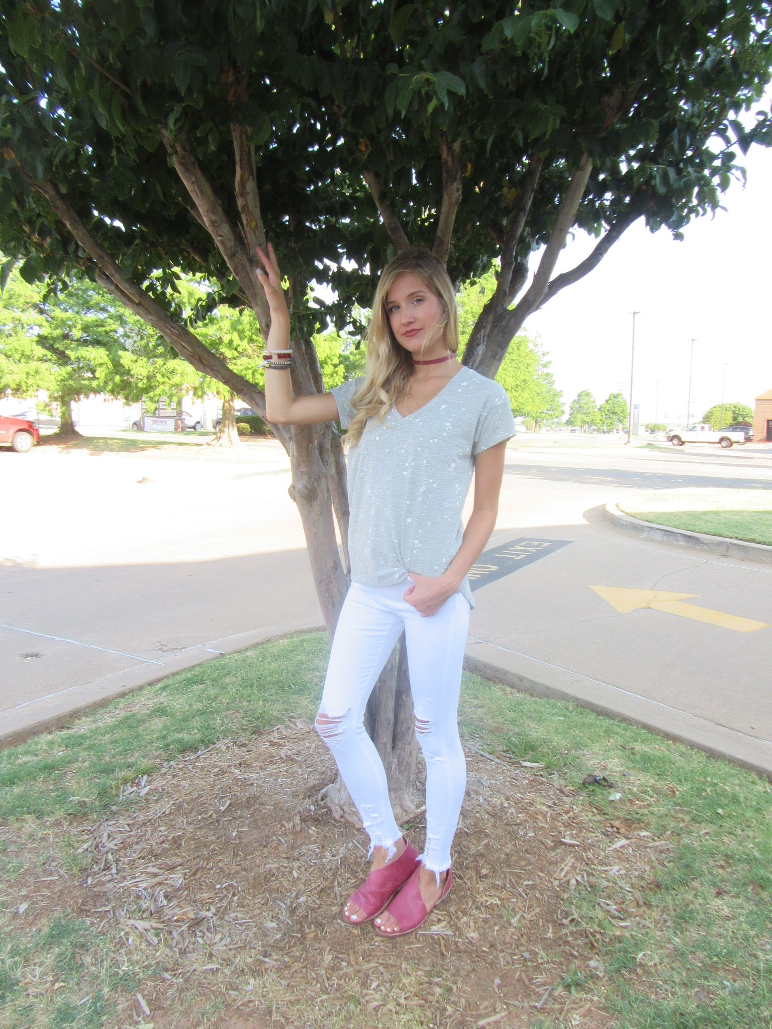 BOBI Paint Splatter WARFARE V-Neck Jersey Tee Top