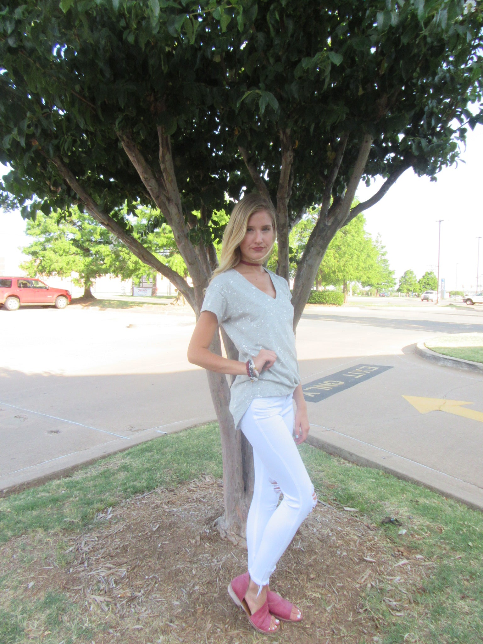 BOBI Paint Splatter WARFARE V-Neck Jersey Tee Top