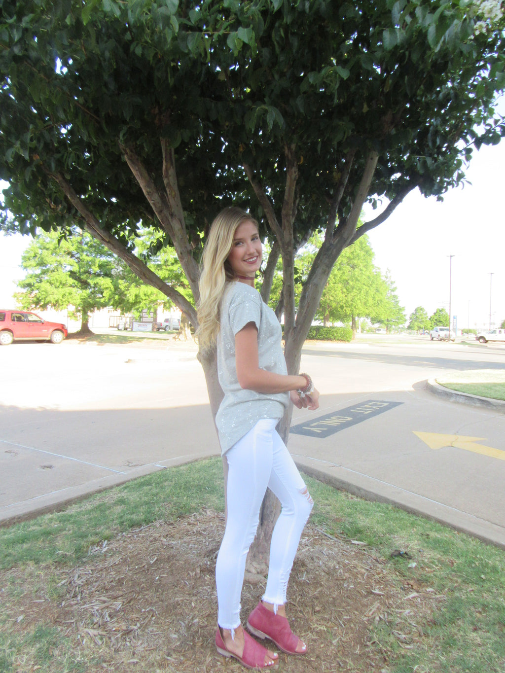 BOBI Paint Splatter WARFARE V-Neck Jersey Tee Top