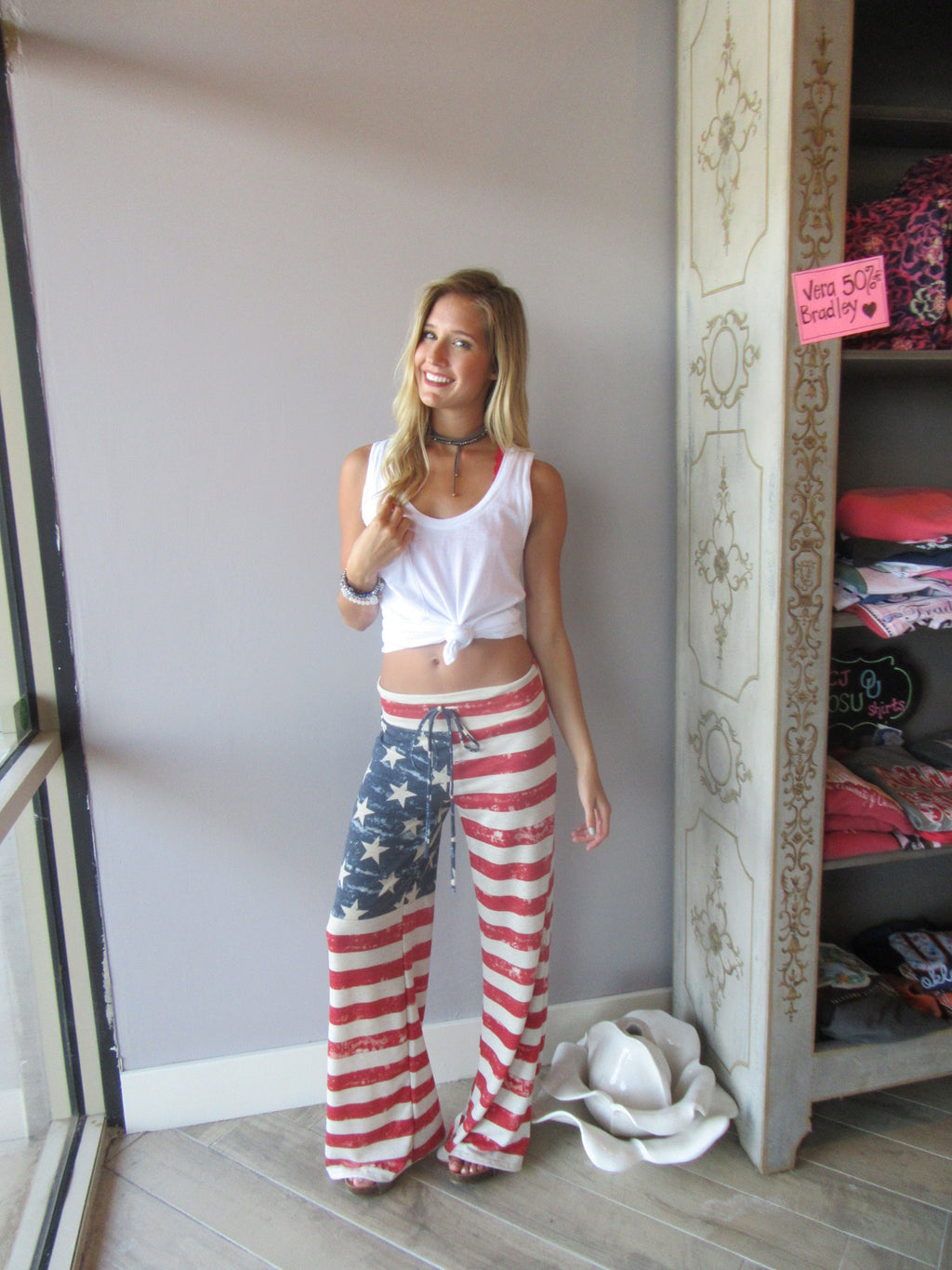 PATRIOT Vintage Flag Print Foldover Lounge Pant