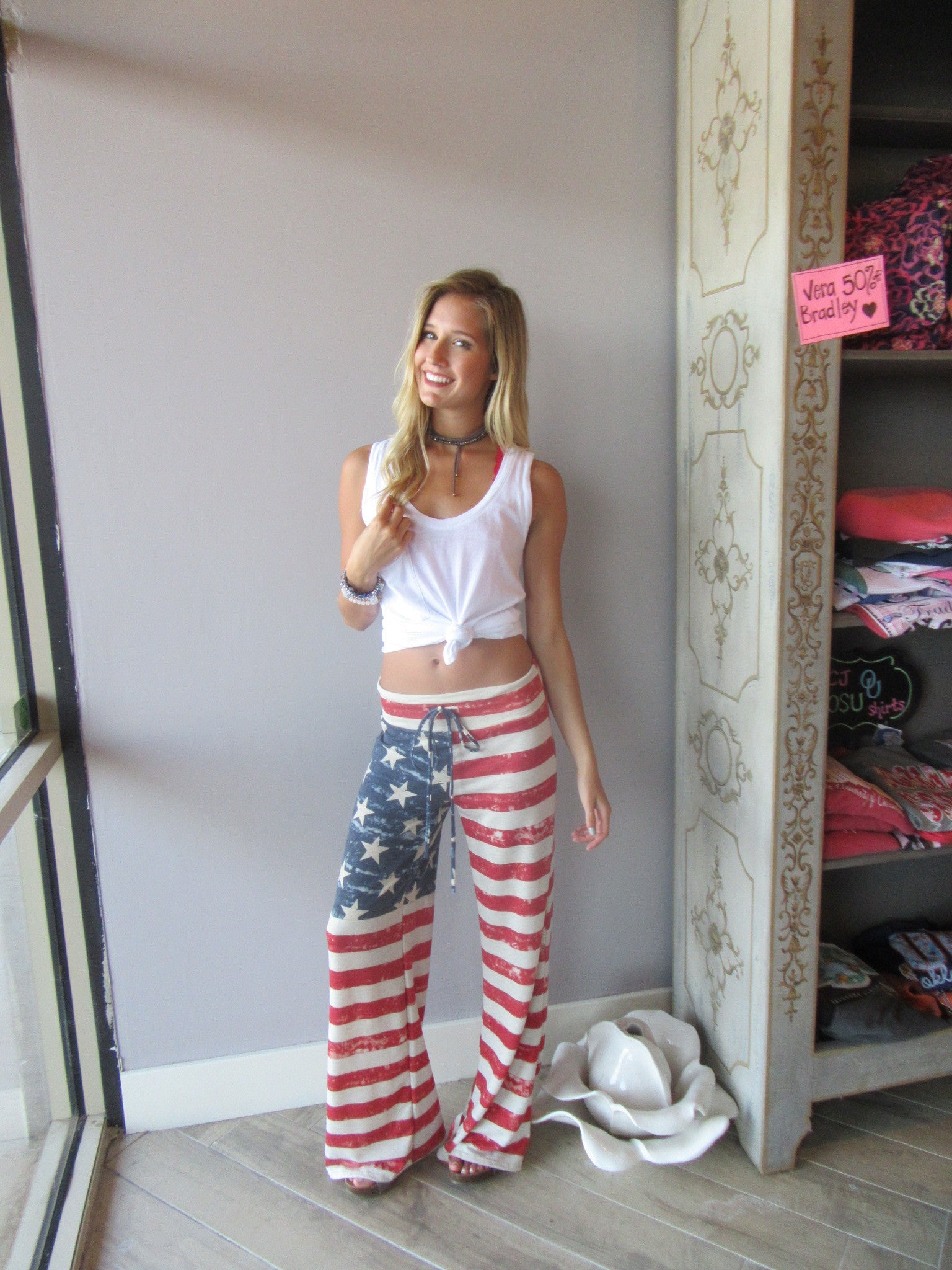 PATRIOT Vintage Flag Print Foldover Lounge Pant