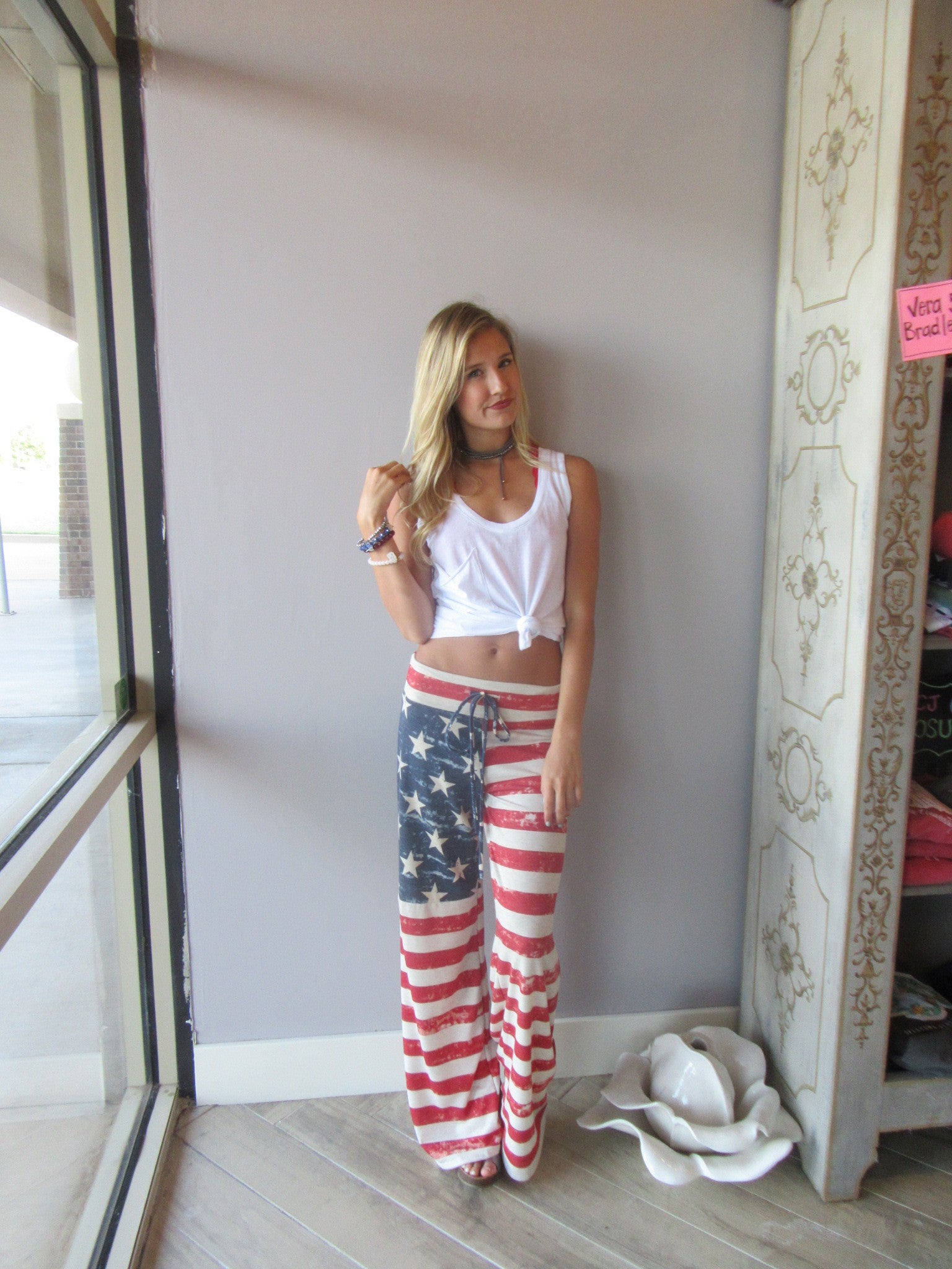 PATRIOT Vintage Flag Print Foldover Lounge Pant