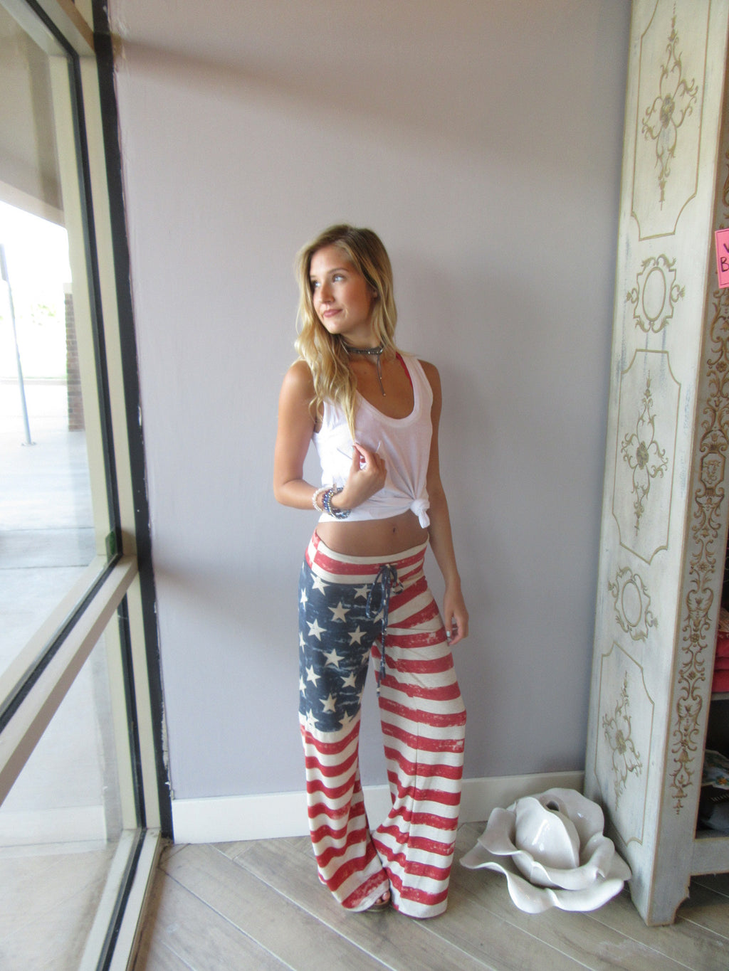 PATRIOT Vintage Flag Print Foldover Lounge Pant