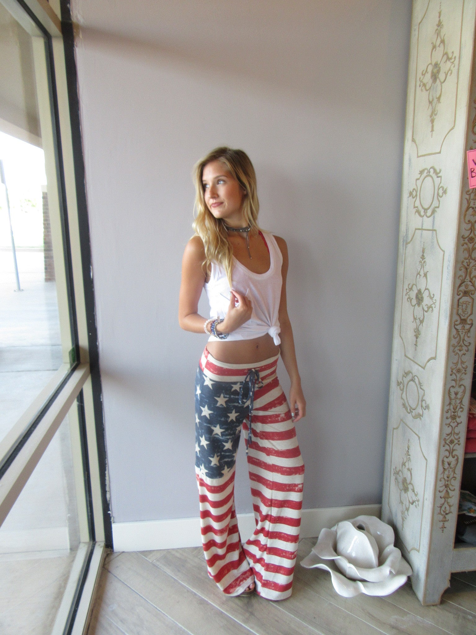 PATRIOT Vintage Flag Print Foldover Lounge Pant