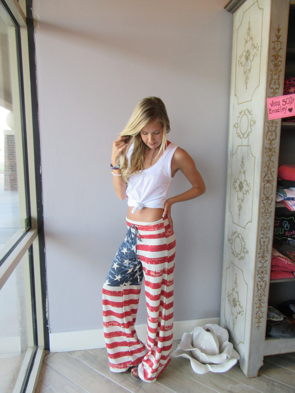PATRIOT Vintage Flag Print Foldover Lounge Pant