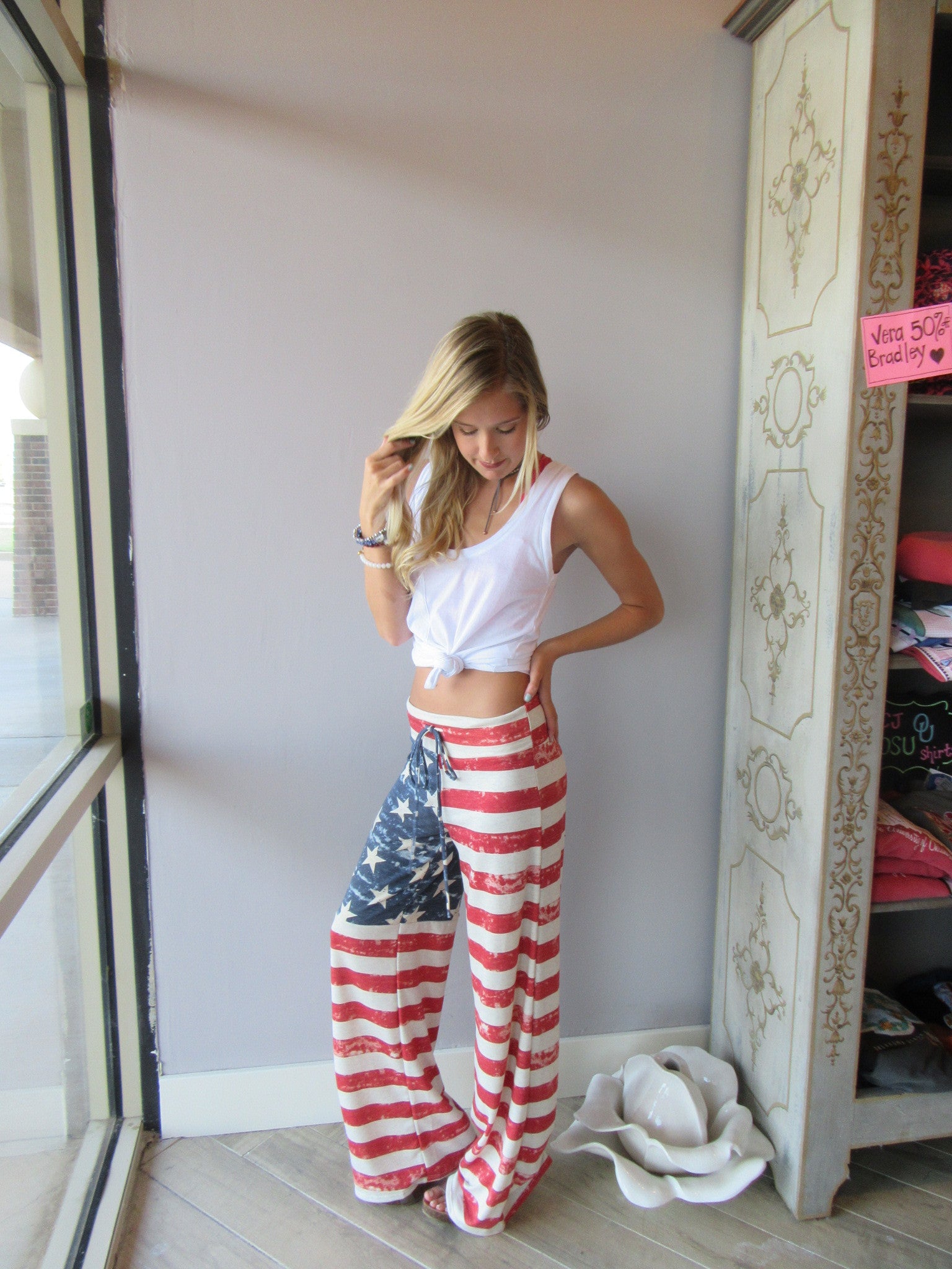 PATRIOT Vintage Flag Print Foldover Lounge Pant