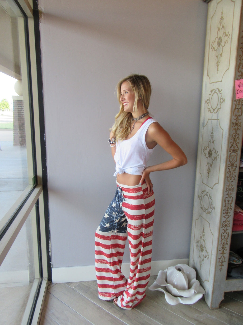 PATRIOT Vintage Flag Print Foldover Lounge Pant