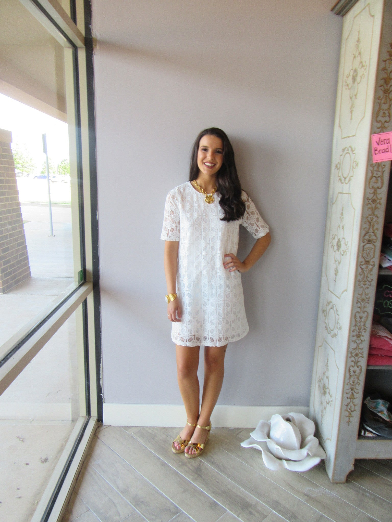 INITIATE Lace 3/4Sleeve Shift Dress