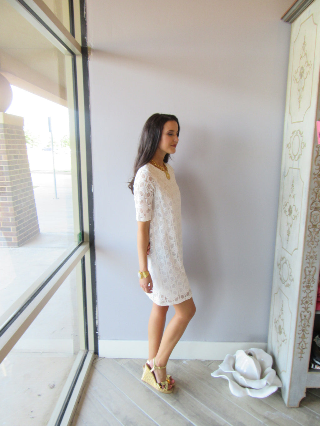 INITIATE Lace 3/4Sleeve Shift Dress