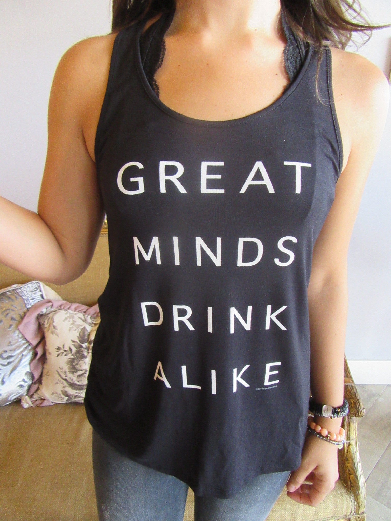 GREAT MINDS DRINK ALIKE Graphic ScoopHem Tank Top