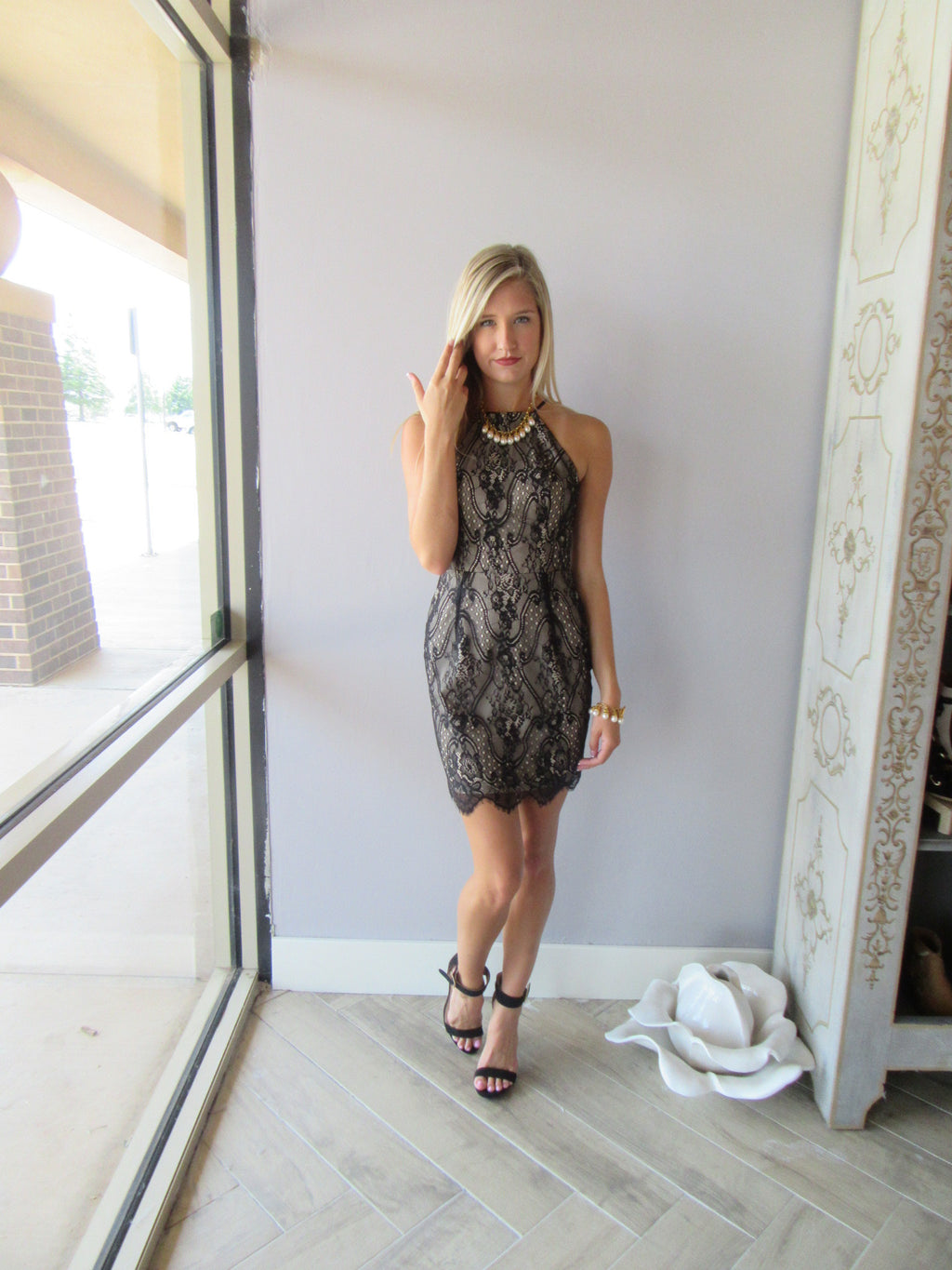 *BOBI BLACK Lace GABLES LaceUp Back Dress