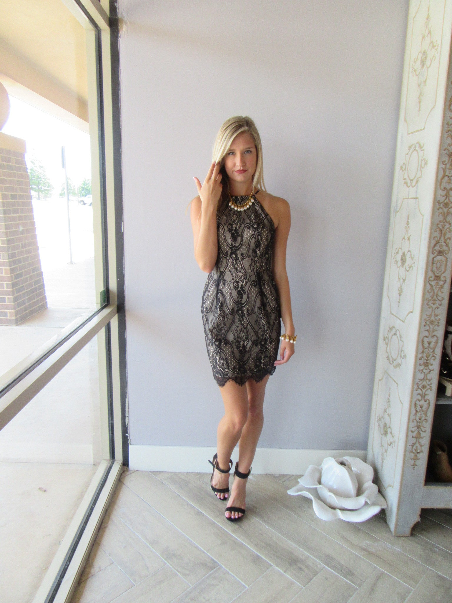 *BOBI BLACK Lace GABLES LaceUp Back Dress