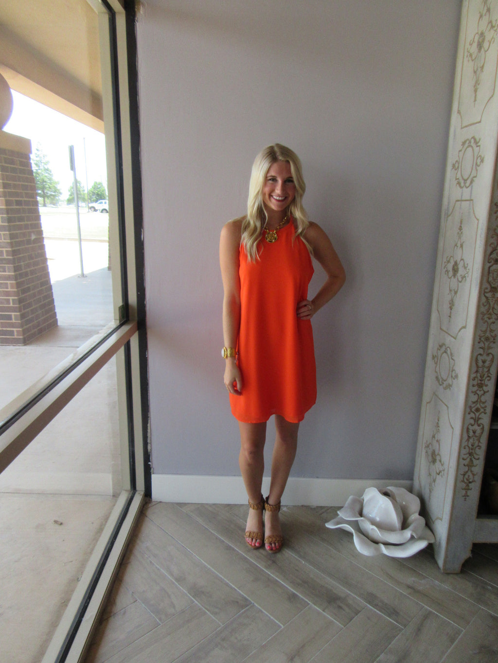 RISE UP Braided StrappyBack Chiffon Shift Dress