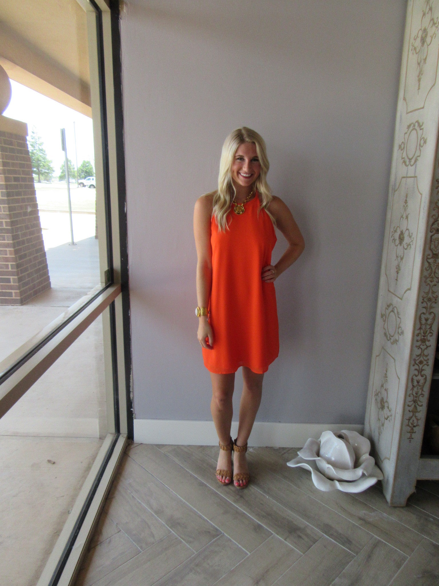 RISE UP Braided StrappyBack Chiffon Shift Dress