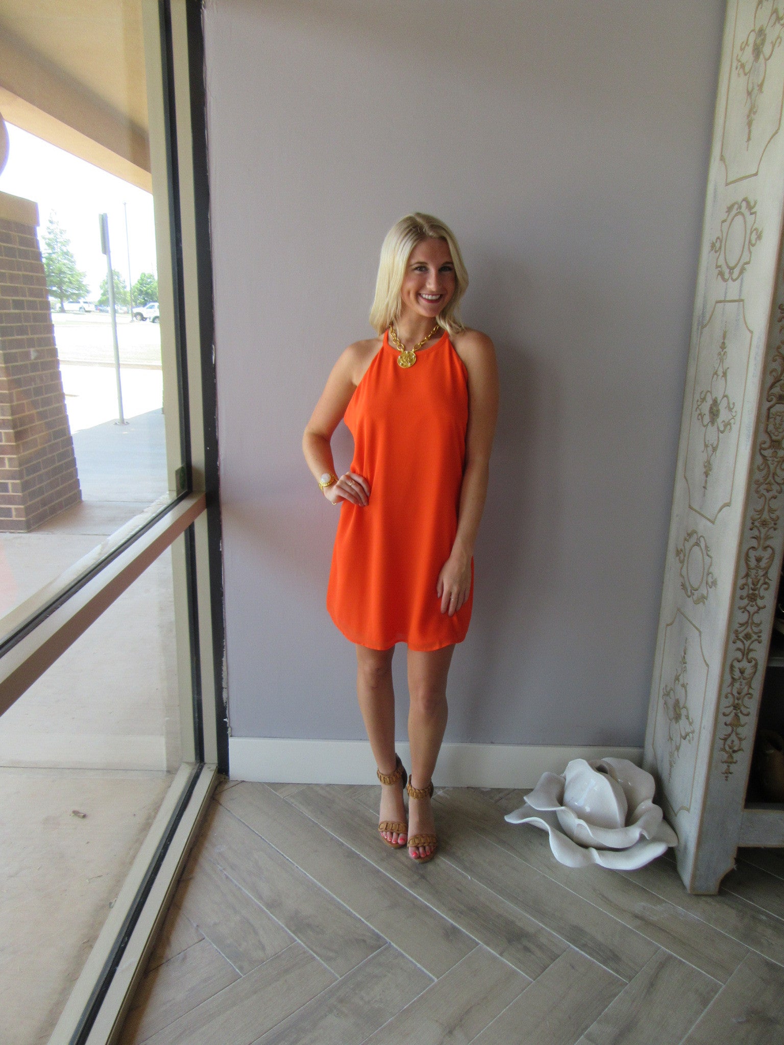 RISE UP Braided StrappyBack Chiffon Shift Dress