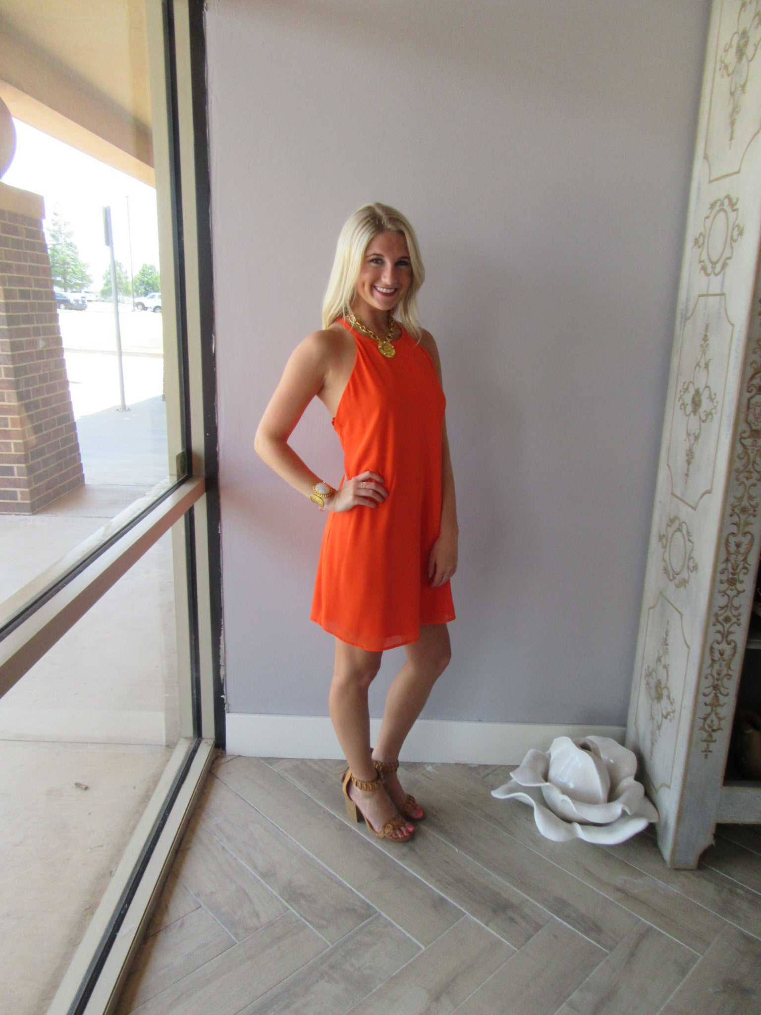 RISE UP Braided StrappyBack Chiffon Shift Dress