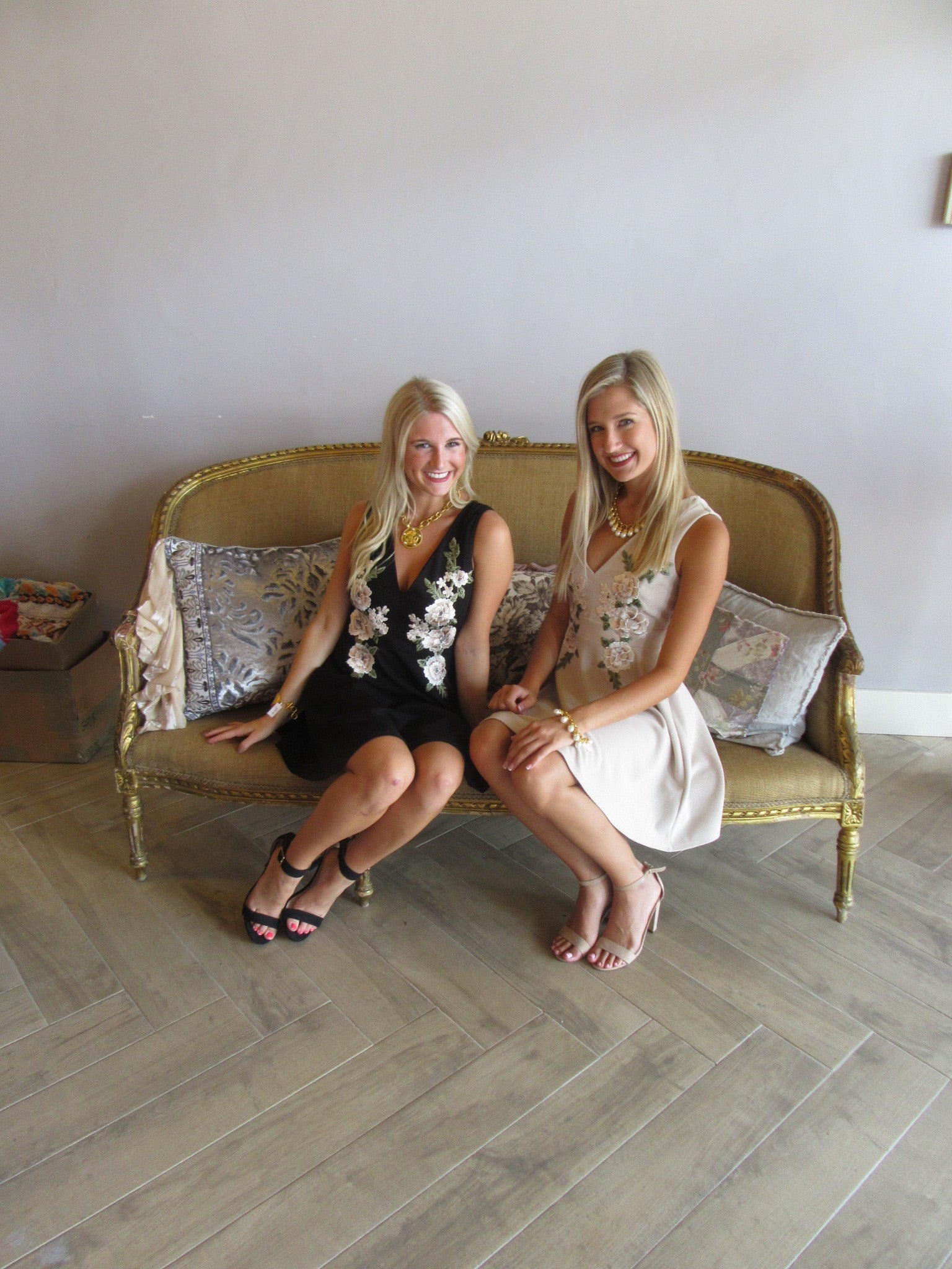 WONDROUS Floral Embroider Appliqué Skater Dress