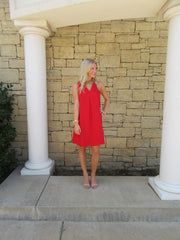 Red SCANDALS StrappyBack Chiffon V-Neck Dress