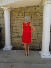 Red SCANDALS StrappyBack Chiffon V-Neck Dress