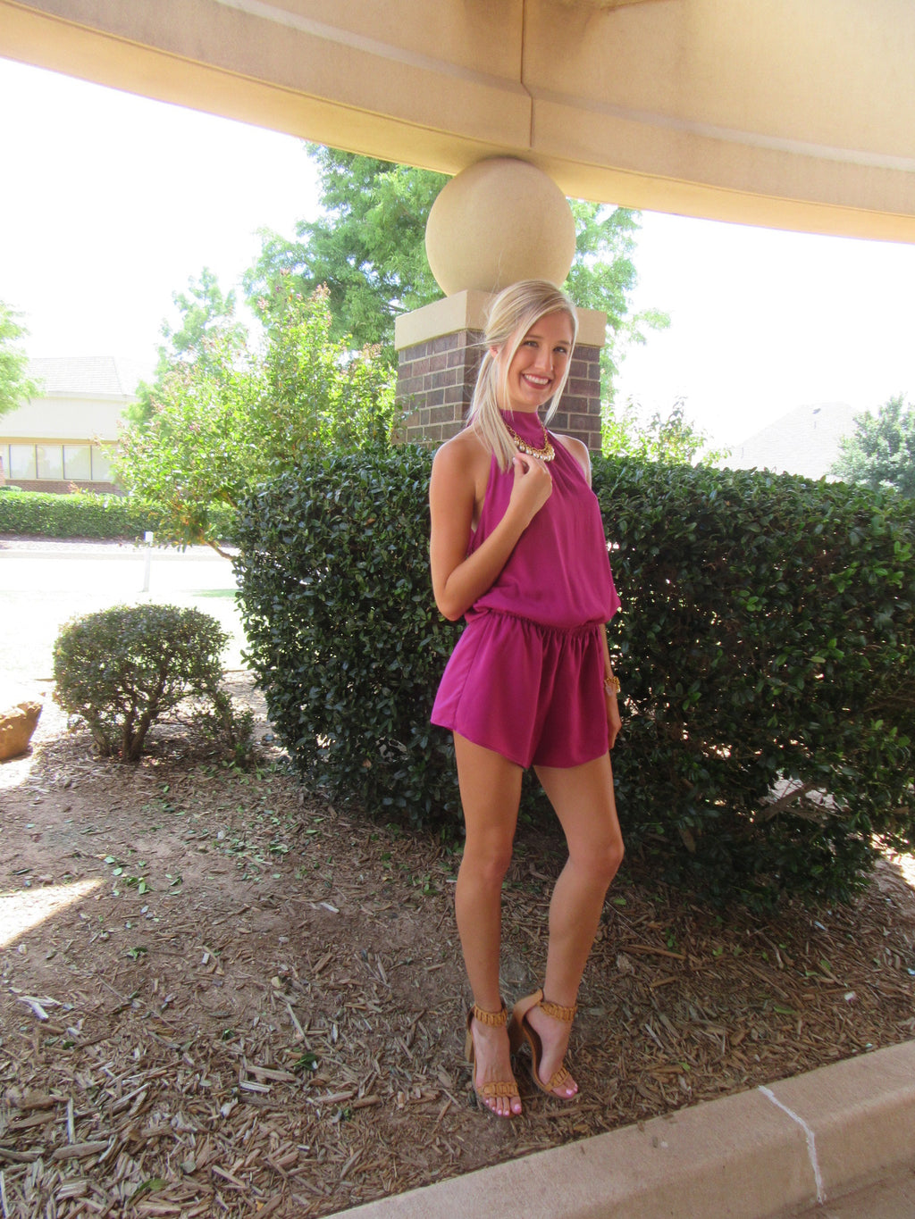 BOBI BLACK Orchid SANCTUARY MockNeck Halter Short Romper