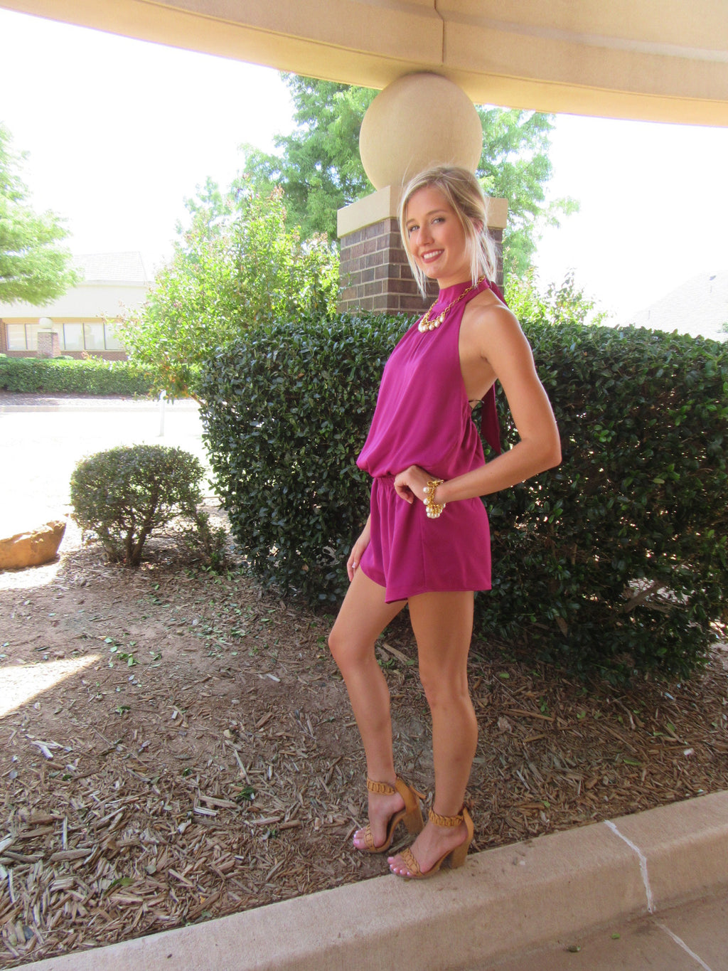 BOBI BLACK Orchid SANCTUARY MockNeck Halter Short Romper