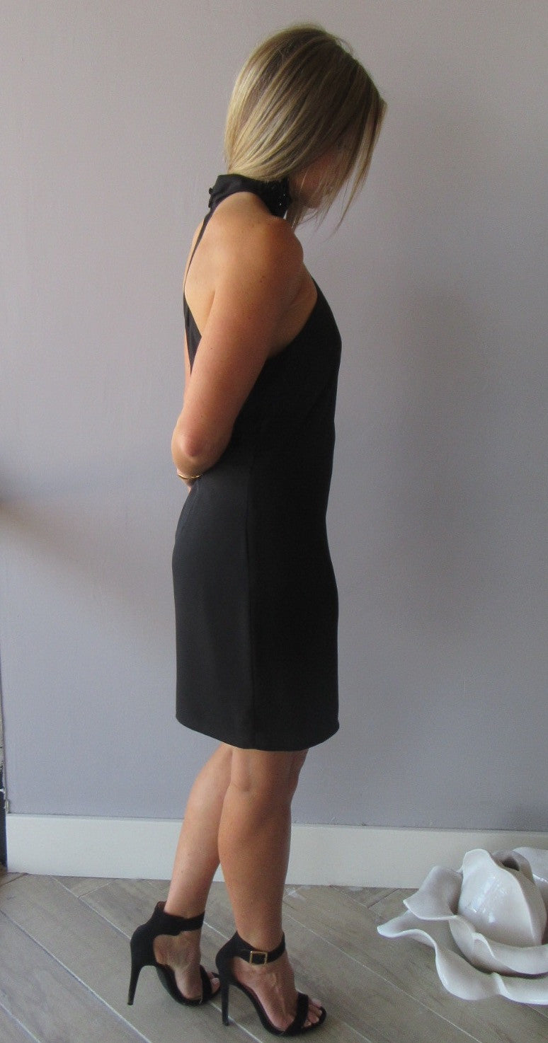 HIGH STANDARDS MockNeck Chiffon BodyCon Dress