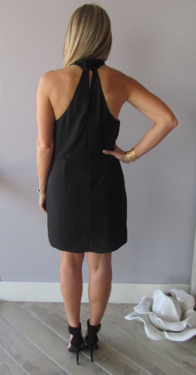 HIGH STANDARDS MockNeck Chiffon BodyCon Dress