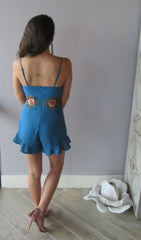 DUBAI Floral Embroider Appliqué RuffleHem Short Romper