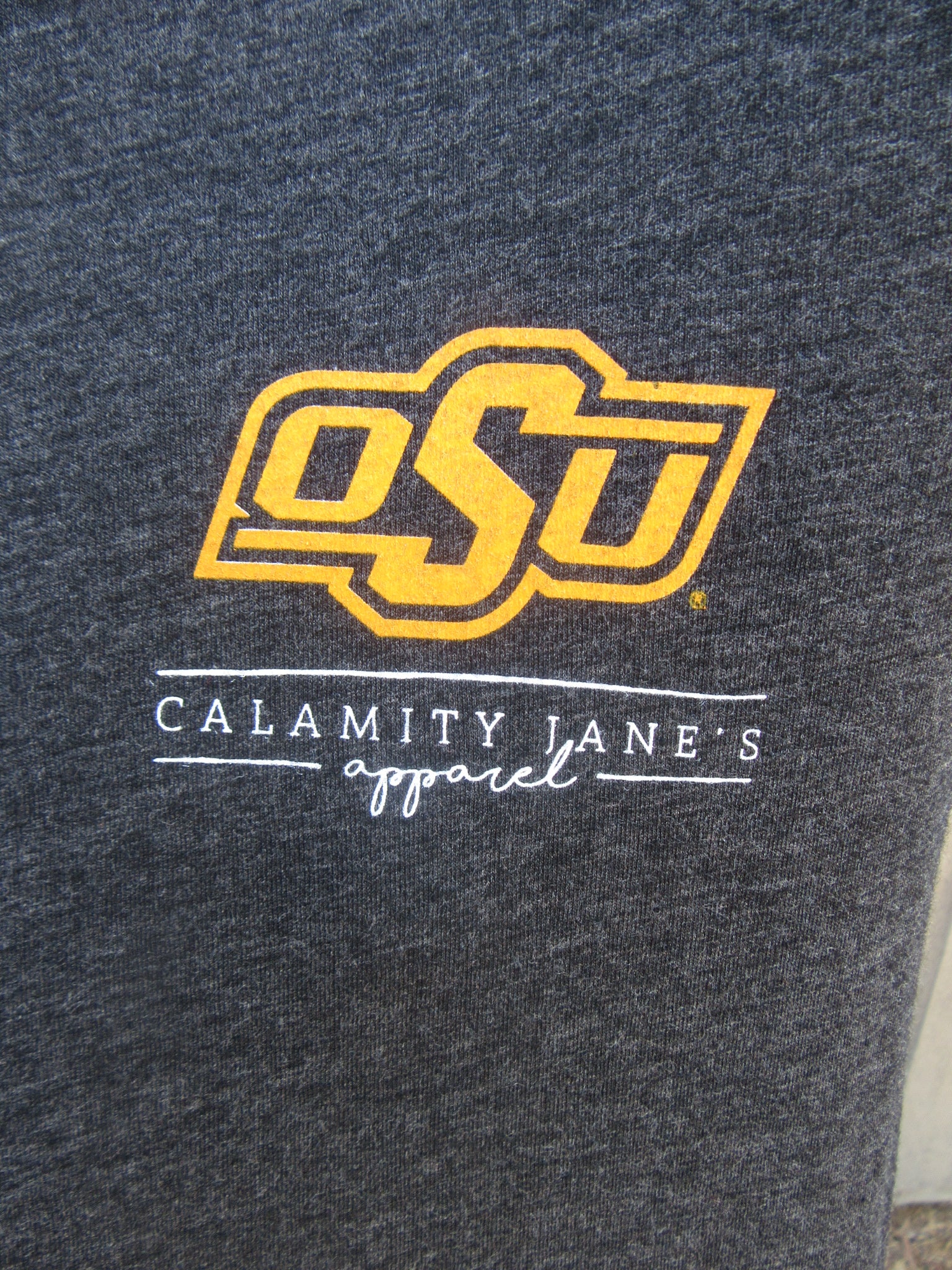 CALAMITY JANE Charcoal OSU LEOPARD BACK TriBlend V-Neck Tee Top