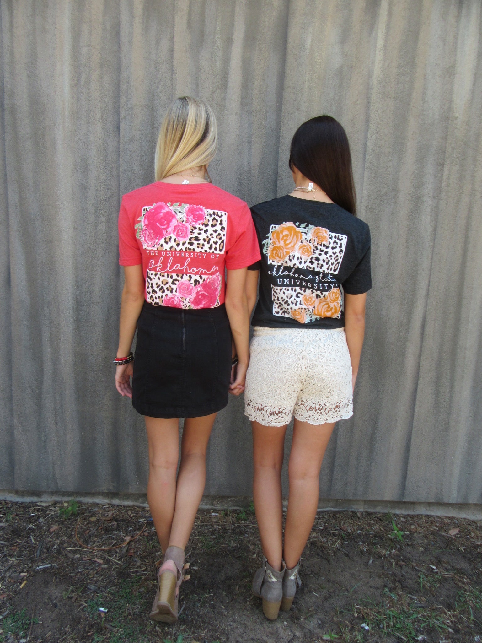 CALAMITY JANE Charcoal OSU LEOPARD BACK TriBlend V-Neck Tee Top