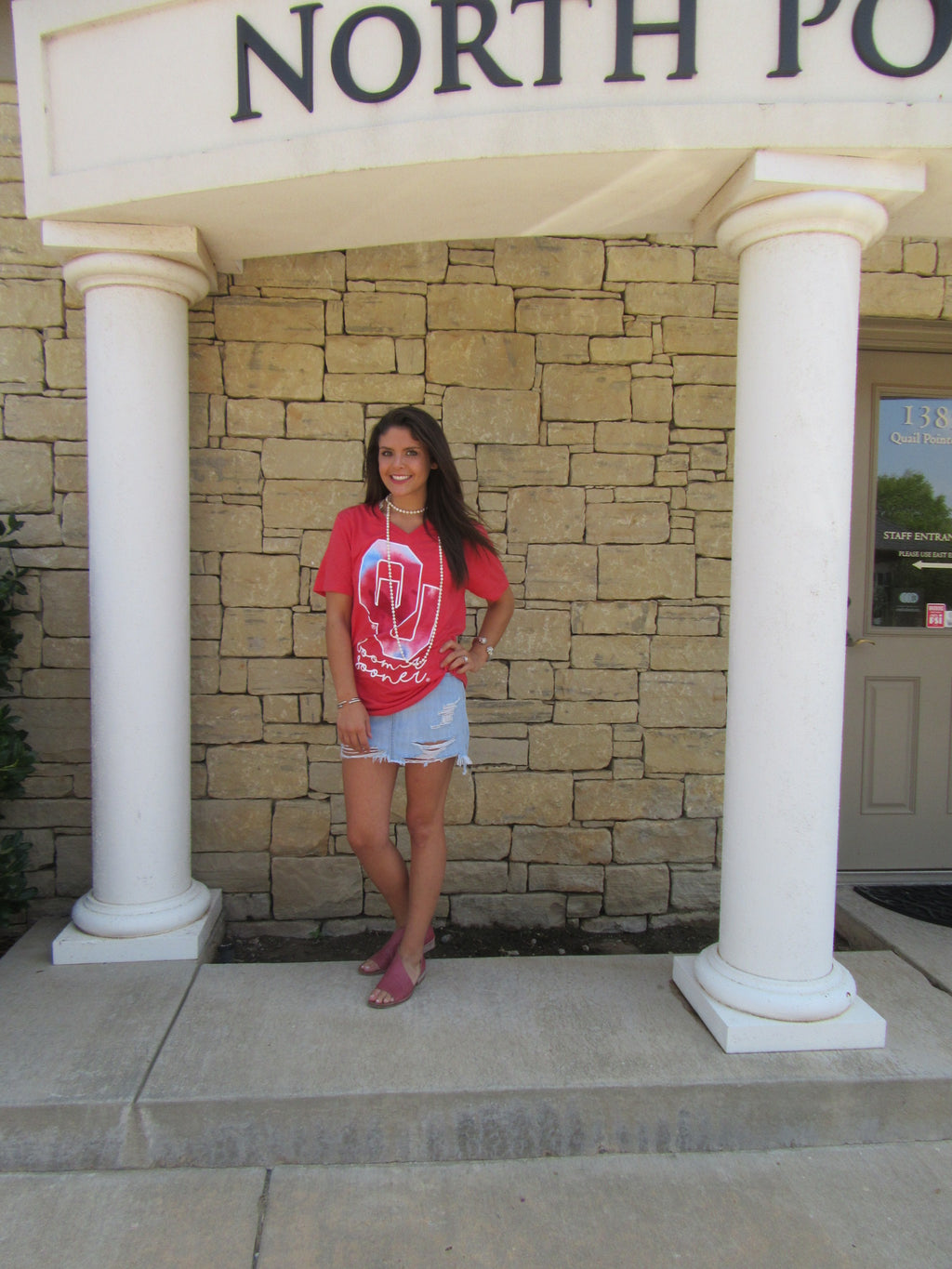 CALAMITY JANE TriBlend WATERCOLOR Logo V-Neck Tee Top