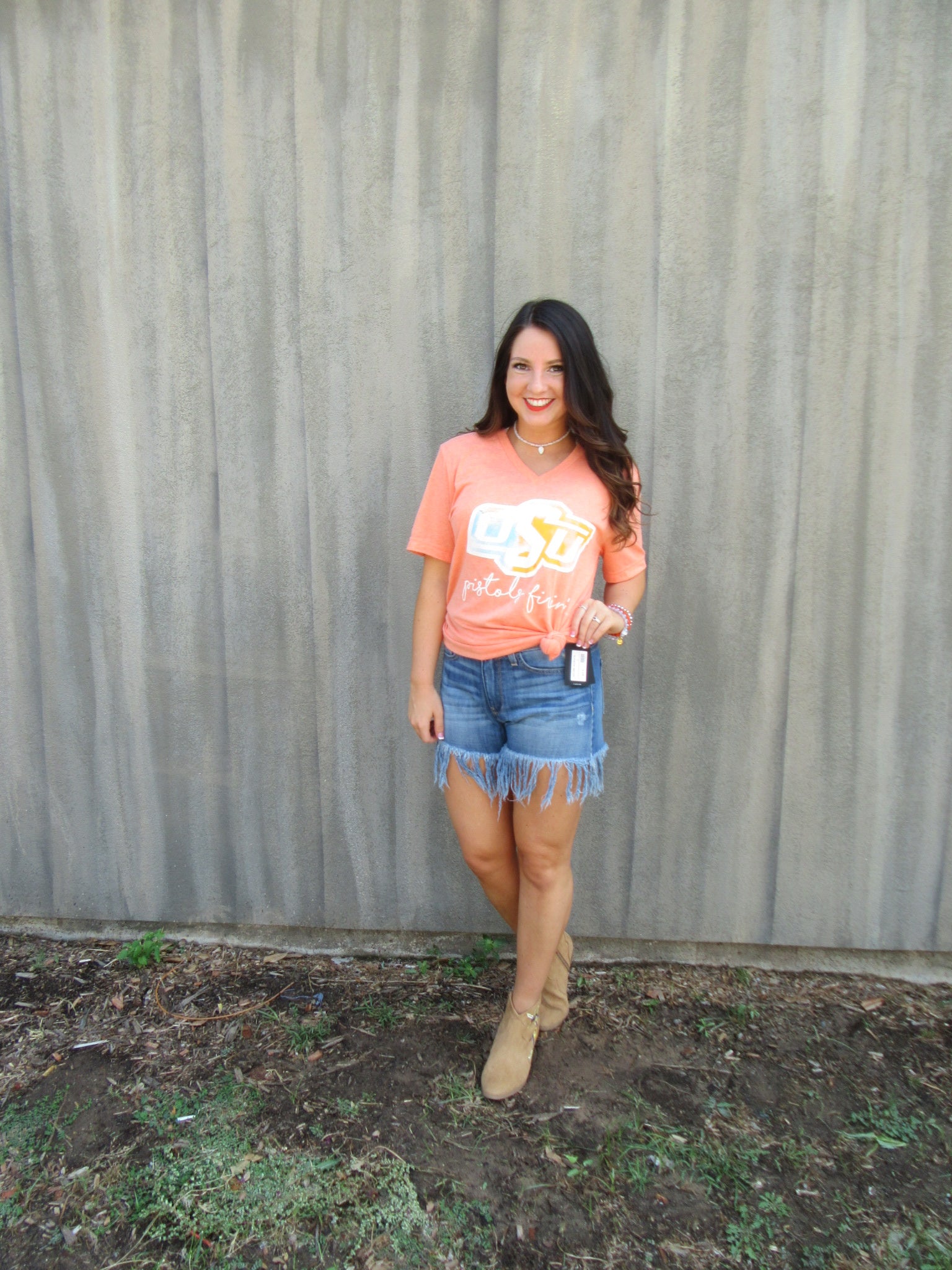 CALAMITY JANE TriBlend WATERCOLOR Logo V-Neck Tee Top