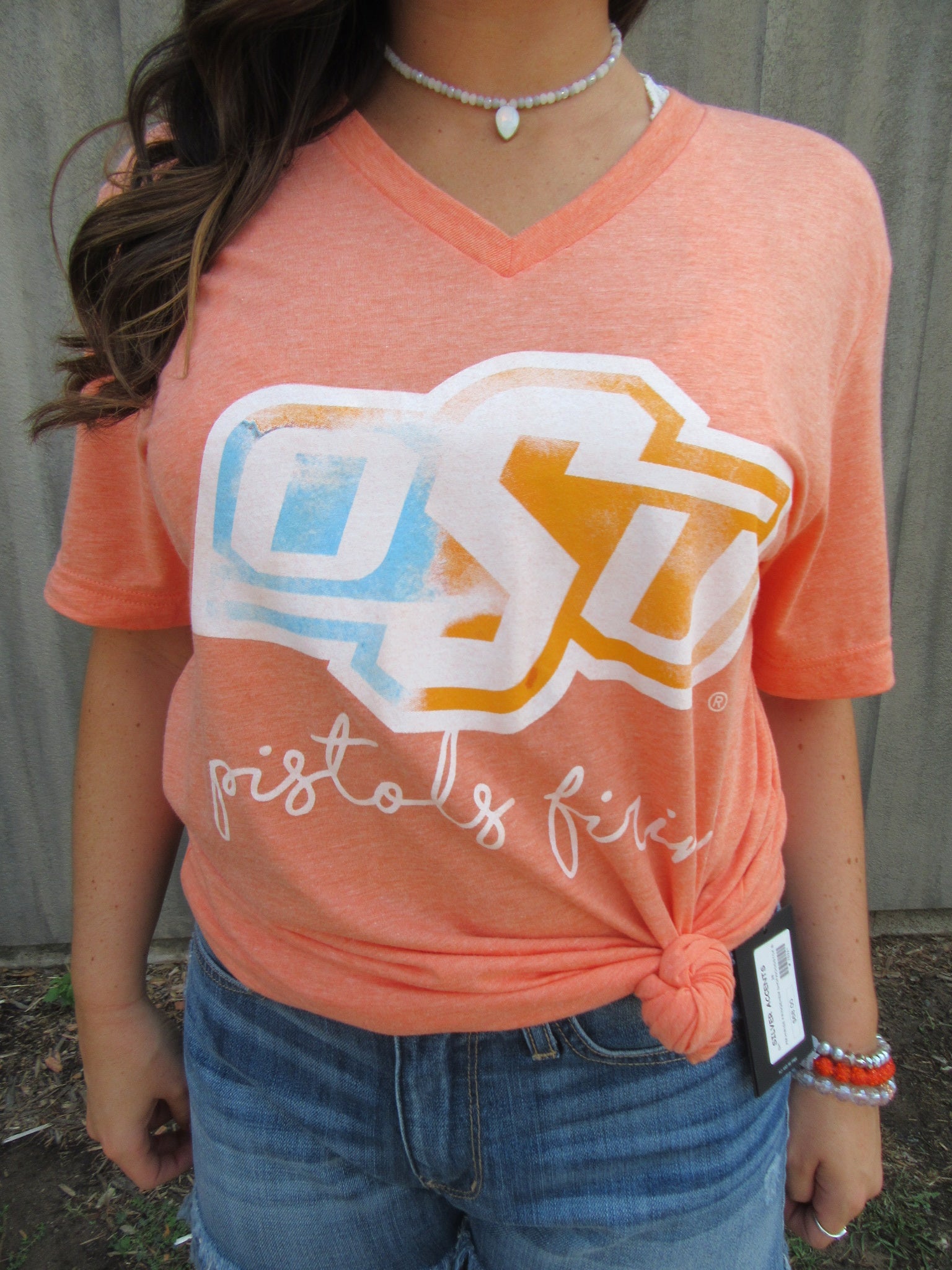 CALAMITY JANE TriBlend WATERCOLOR Logo V-Neck Tee Top