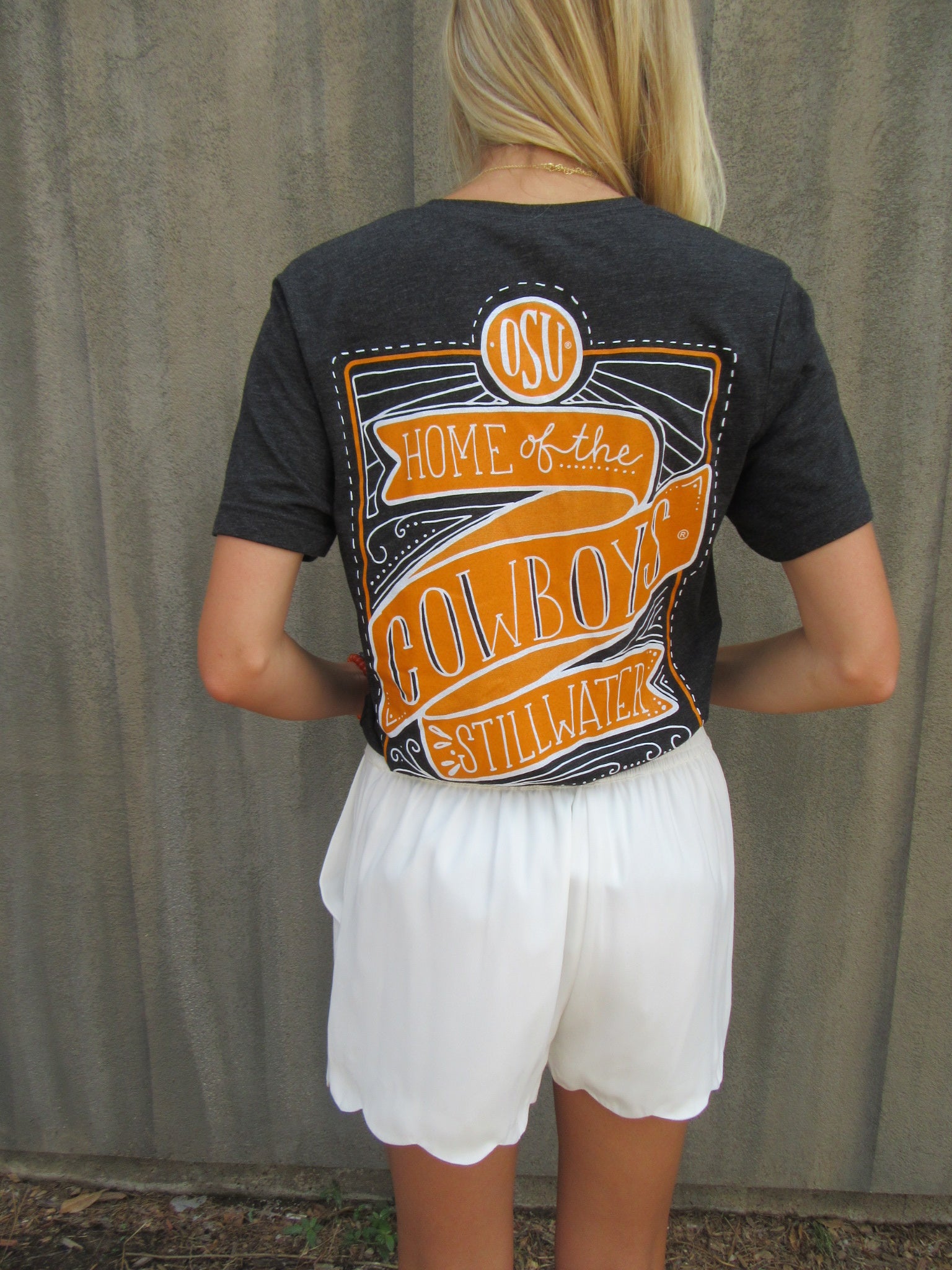 HOME OF THE COWBOYS Logo Back V-Neck Triblend Tee Top