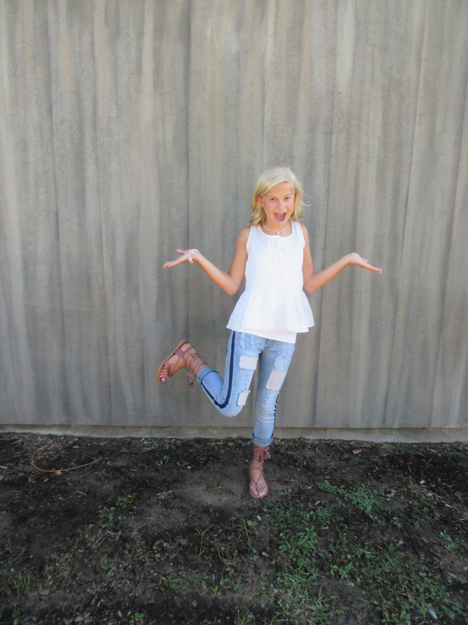 SCHOOL TIES Lace Trim RuffleHem Tank Top