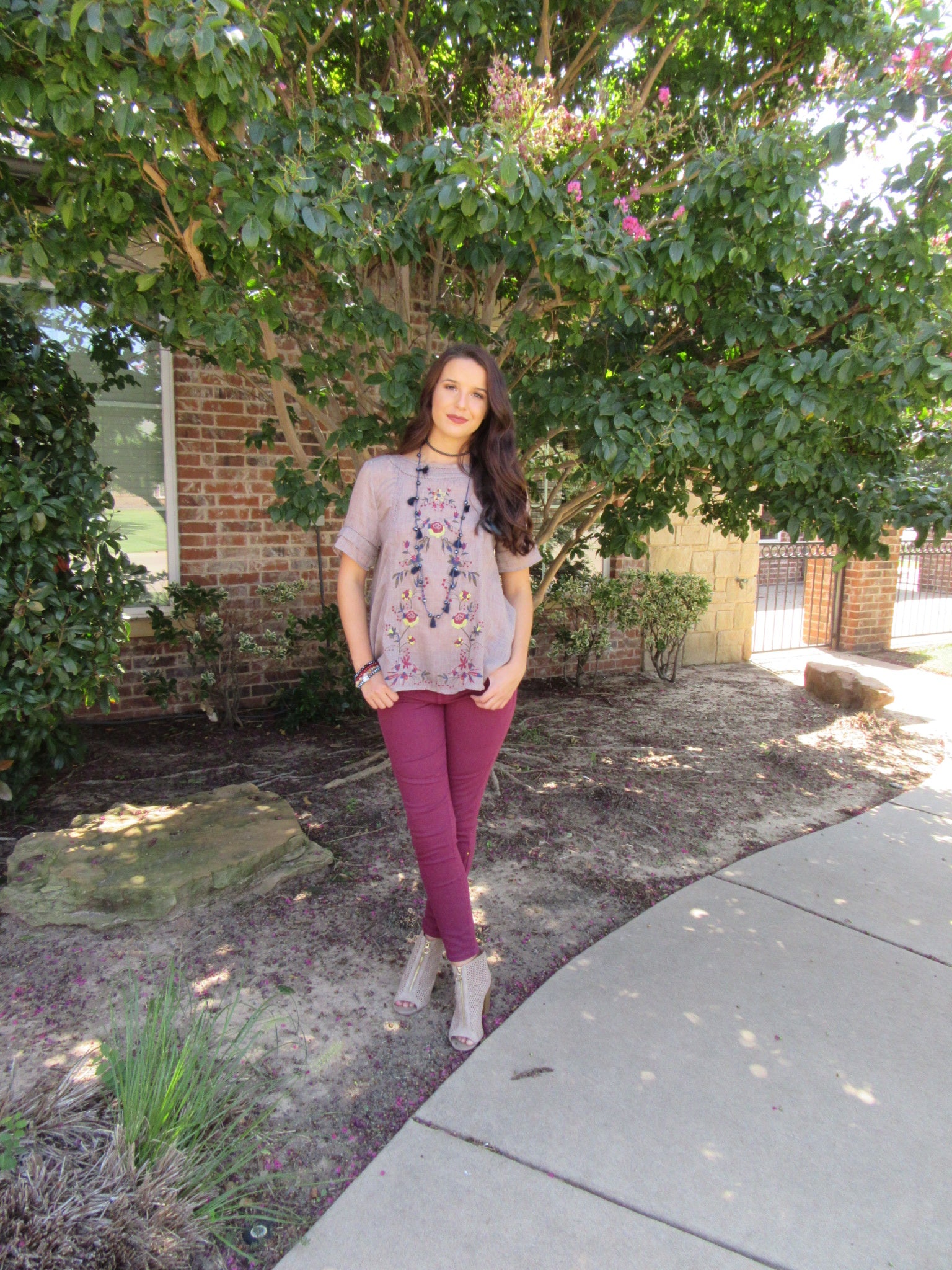 BLOOMING Embroidered Floral A-Line Top