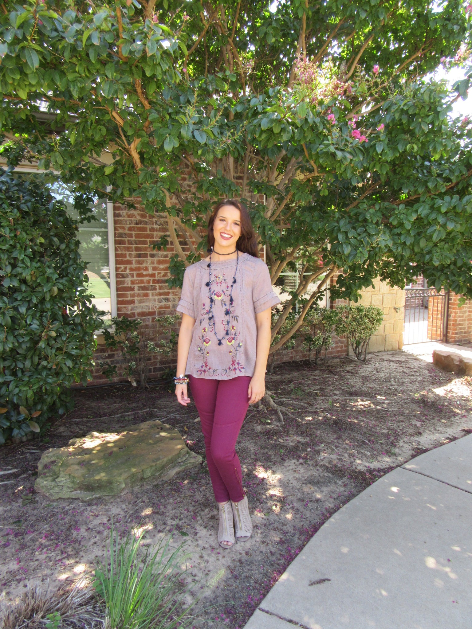 BLOOMING Embroidered Floral A-Line Top