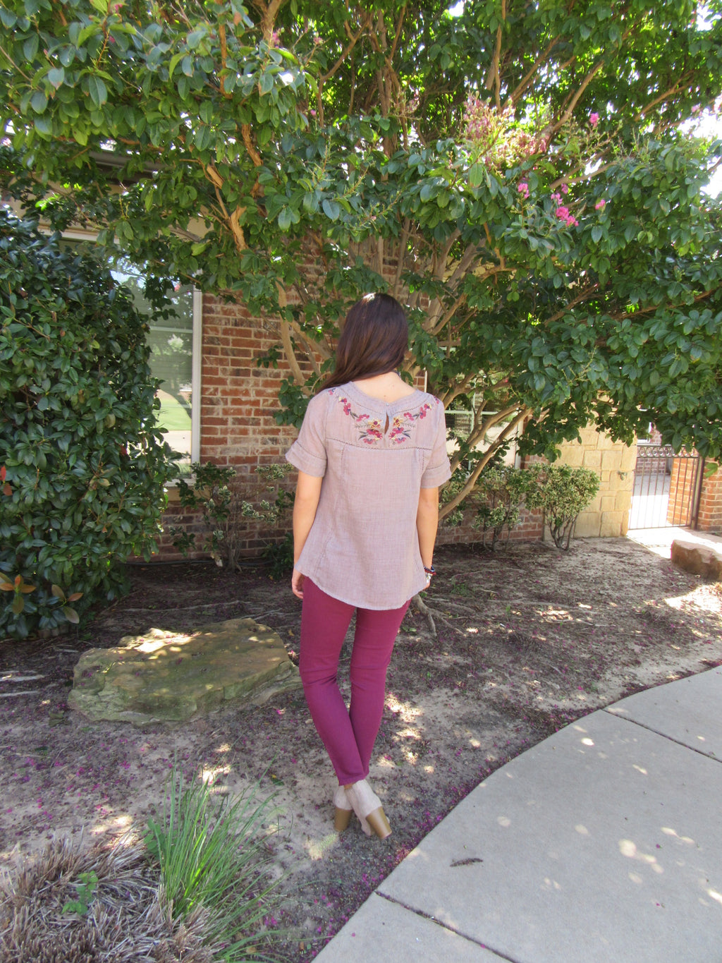 BLOOMING Embroidered Floral A-Line Top