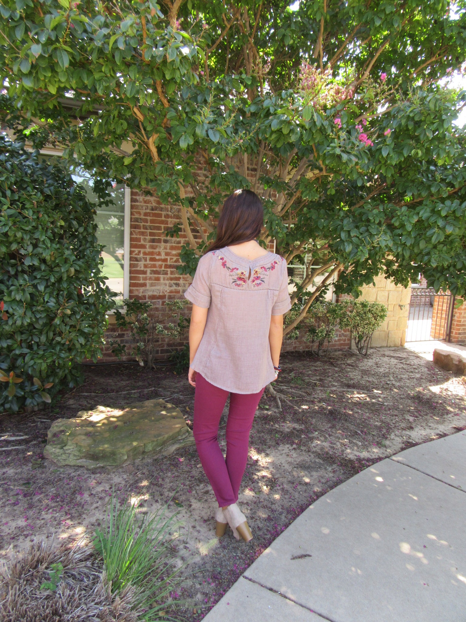 BLOOMING Embroidered Floral A-Line Top