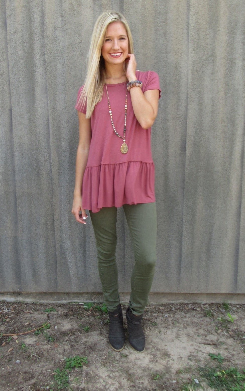 FRESH START Bamboo Jersey Tiered Tunic Top