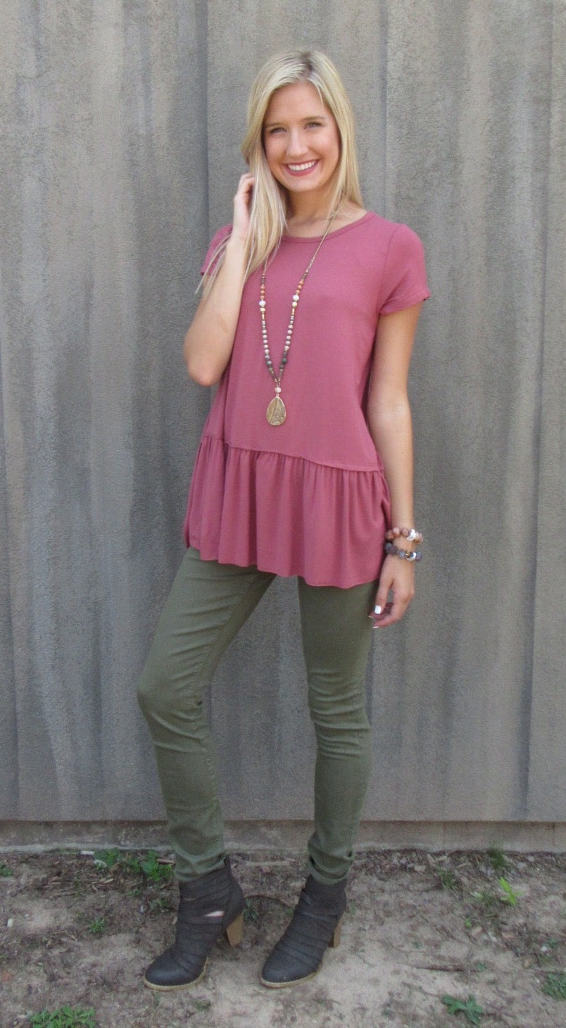 FRESH START Bamboo Jersey Tiered Tunic Top