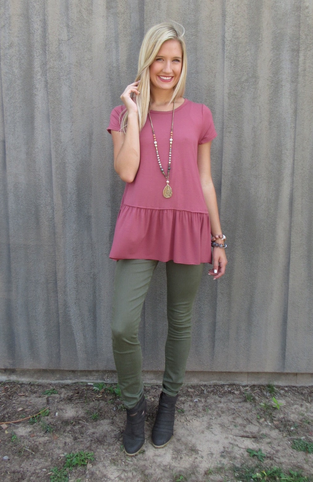 FRESH START Bamboo Jersey Tiered Tunic Top