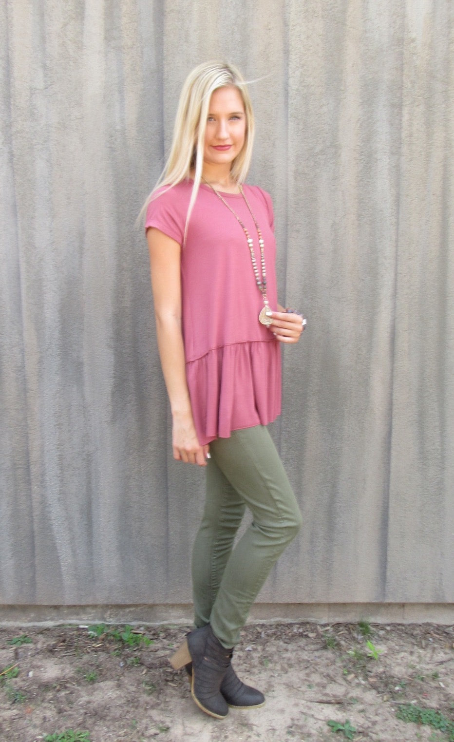 FRESH START Bamboo Jersey Tiered Tunic Top